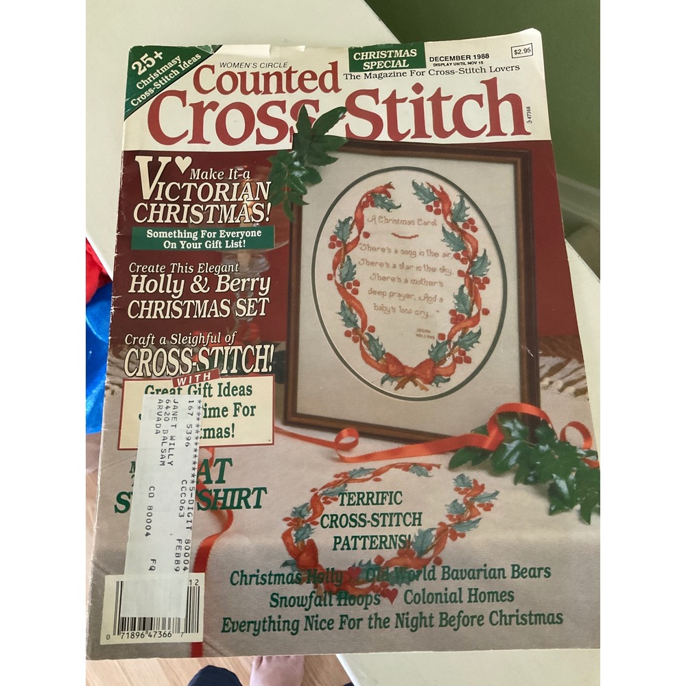 Vintage Womens Circle Counted Cross Stitch Magazine Christmas Special Dec 1988